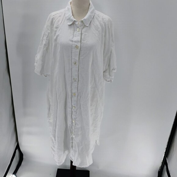 J.Crew White button down shirt dress 100% linen plus size oversized with pockets - Picture 6 of 15